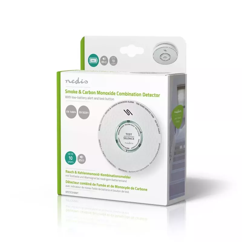Nedis DTCTCS10WT Rilevatore combinato di fumo e monossido di carbonio, bianco