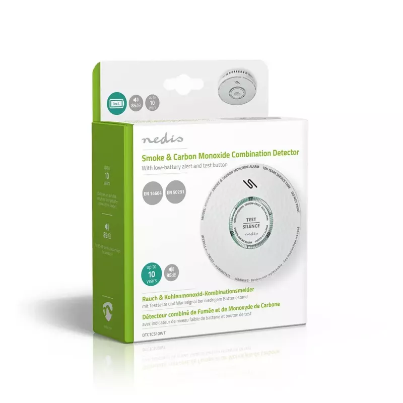 Nedis DTCTCS10WT Rilevatore combinato di fumo e monossido di carbonio, bianco