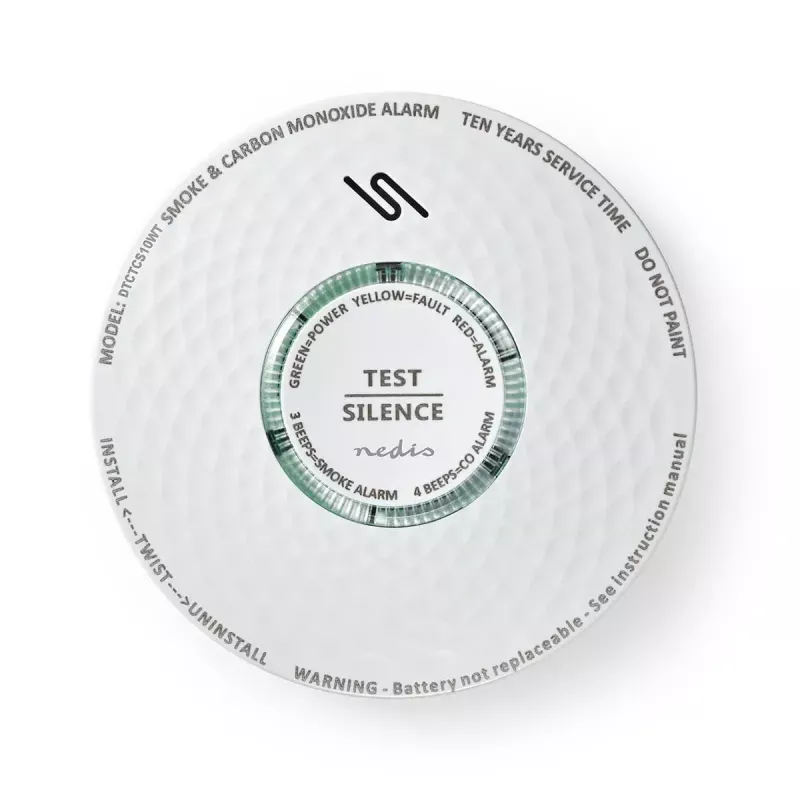 Nedis DTCTCS10WT Rilevatore combinato di fumo e monossido di carbonio, bianco