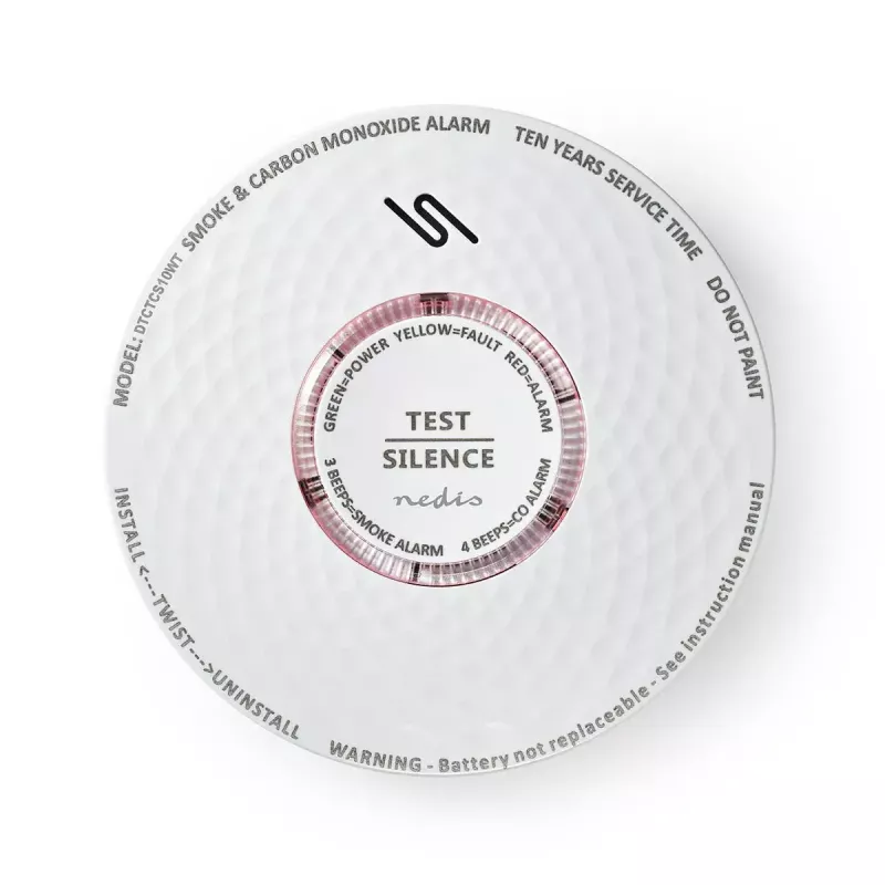 Nedis DTCTCS10WT Rilevatore combinato di fumo e monossido di carbonio, bianco