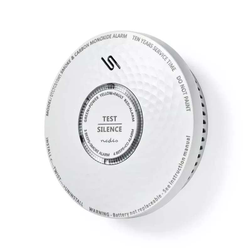 Nedis DTCTCS10WT Rilevatore combinato di fumo e monossido di carbonio, bianco