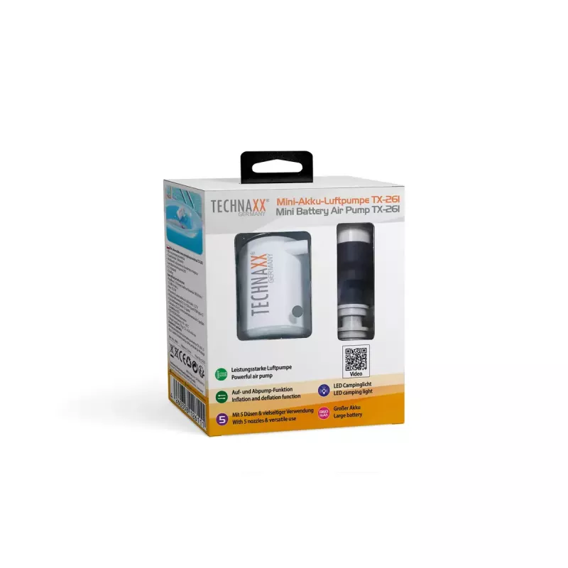 Pompa elettrica Technaxx TX-261 180 l/min batteria 1360 mAh