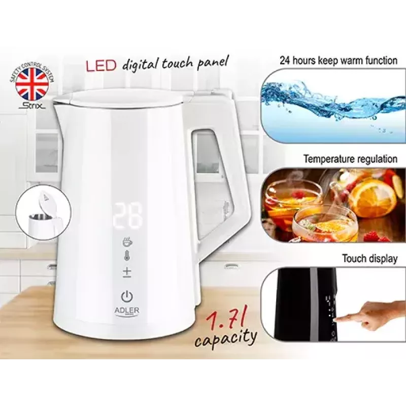 Bollitore elettrico Adler 1,7 l 1850 W bianco