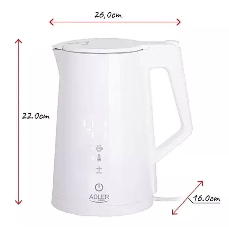 Bollitore elettrico Adler 1,7 l 1850 W bianco