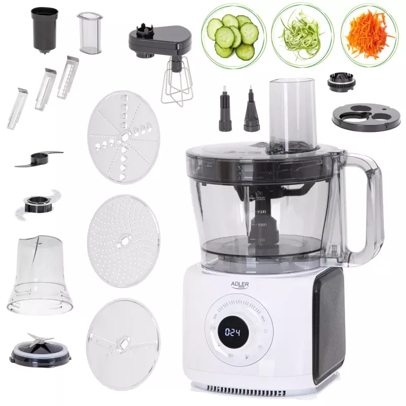 Adler AD 4224 robot da cucina, 1000 W, ciotola da 2 l, 7 velocità, bianco