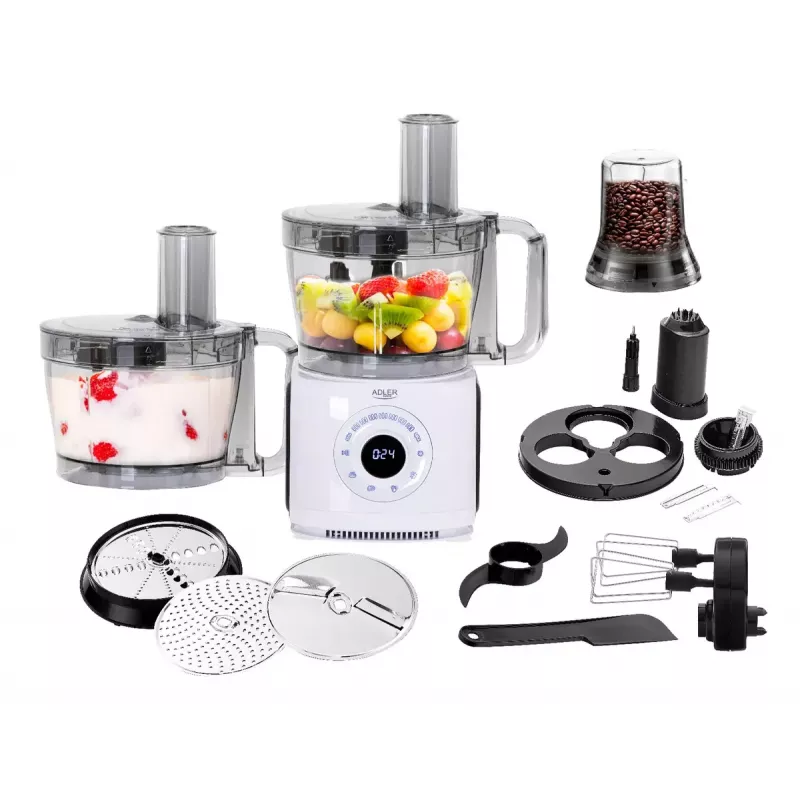 Adler AD 4224 robot da cucina, 1000 W, ciotola da 2 l, 7 velocità, bianco