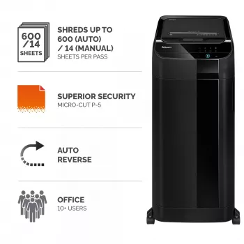 Distruggidocumenti Fellowes AutoMax 600M taglio micro 60 dB 23 cm nero