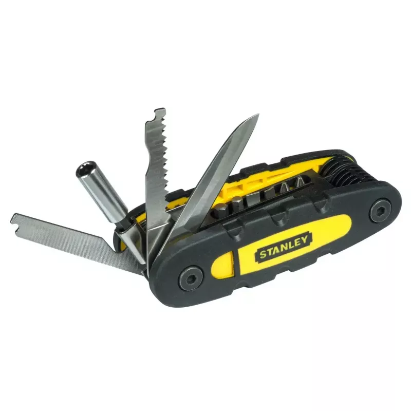 Multitool STANLEY 14 in 1 pieghevole con blocco, nero/giallo, 14 funzioni