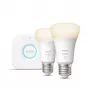 Philips Hue White Starter-Kit: 2 lampadine smart E27 (1100), kit illuminazione smart, Bluetooth/Zigbee, bianco, LED, E27, A60
