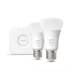 Philips Hue White Starter-Kit: 2 lampadine smart E27 (1100), kit illuminazione smart, Bluetooth/Zigbee, bianco, LED, E27, A60