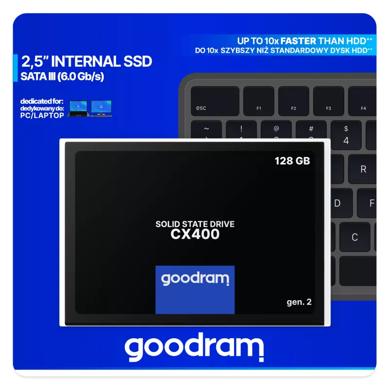 SSD SATA III 2,5 pollici GOODRAM SSDPR-CX400-128-G2 — 128 GB, 550/460 MB/s, 3D TLC NAND