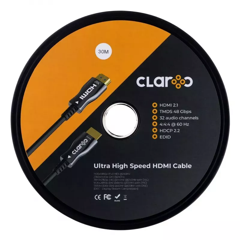Cavo HDMI claroc FEN-HDMI-21-30M — 30 m, HDMI 2.1, supporto 8K 120Hz