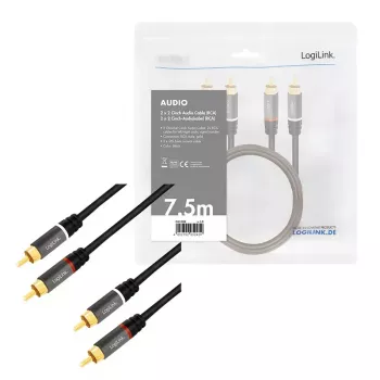 Cavo audio LogiLink CA1208 7,5 m 2 x Cinch nero