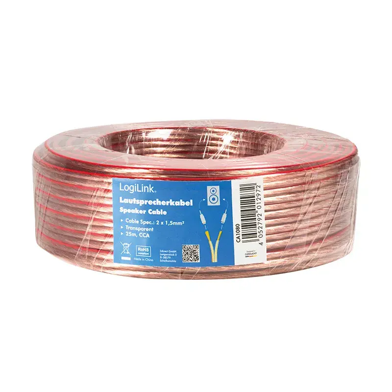Cavo audio LogiLink CA1080 25 m trasparente