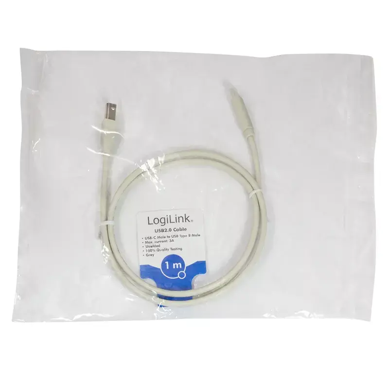 LogiLink CU0160 cavo USB 2.0 da USB-C a USB-B, 1 m, grigio