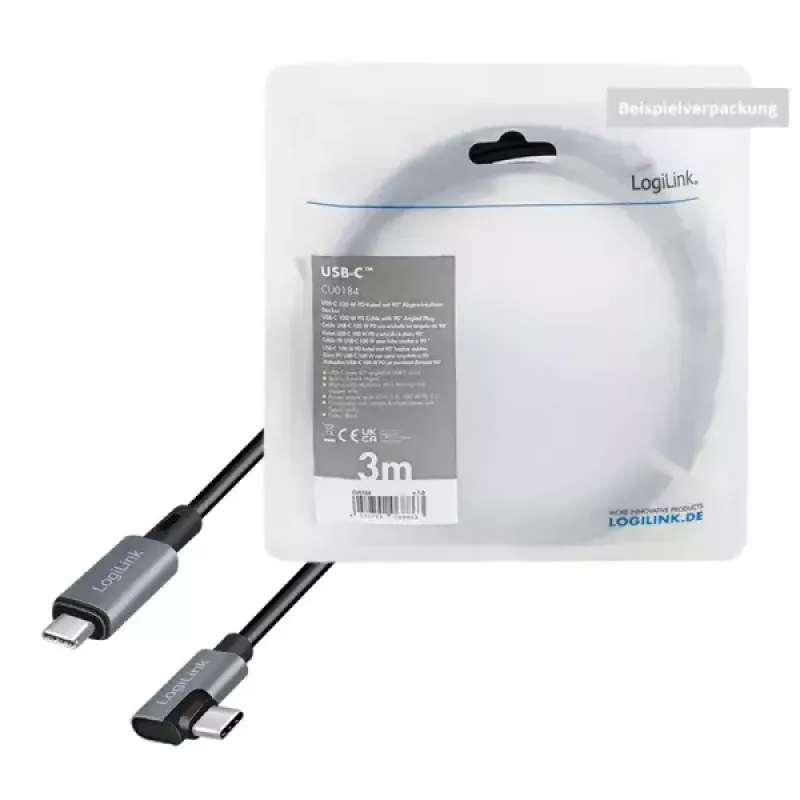 Cavo USB LogiLink CU0183 2m USB-C nero argento USB 2.0