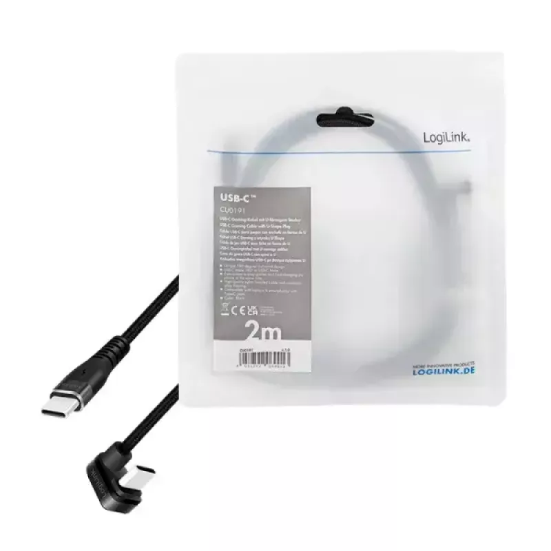 Cavo USB LogiLink CU0191 USB 2.0 2 m USB C nero