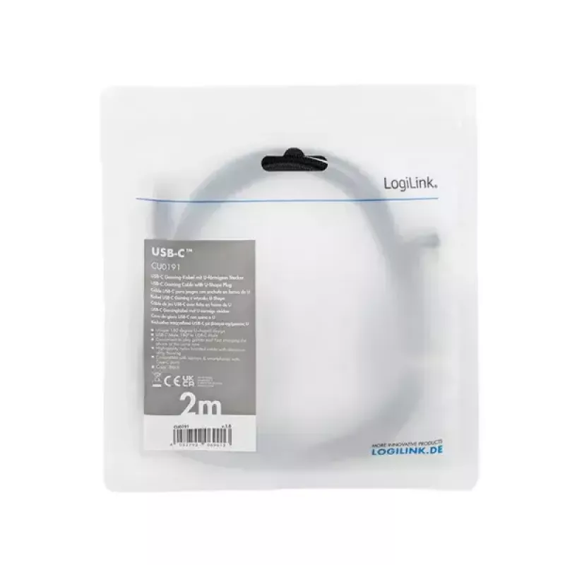 Cavo USB LogiLink CU0191 USB 2.0 2 m USB C nero