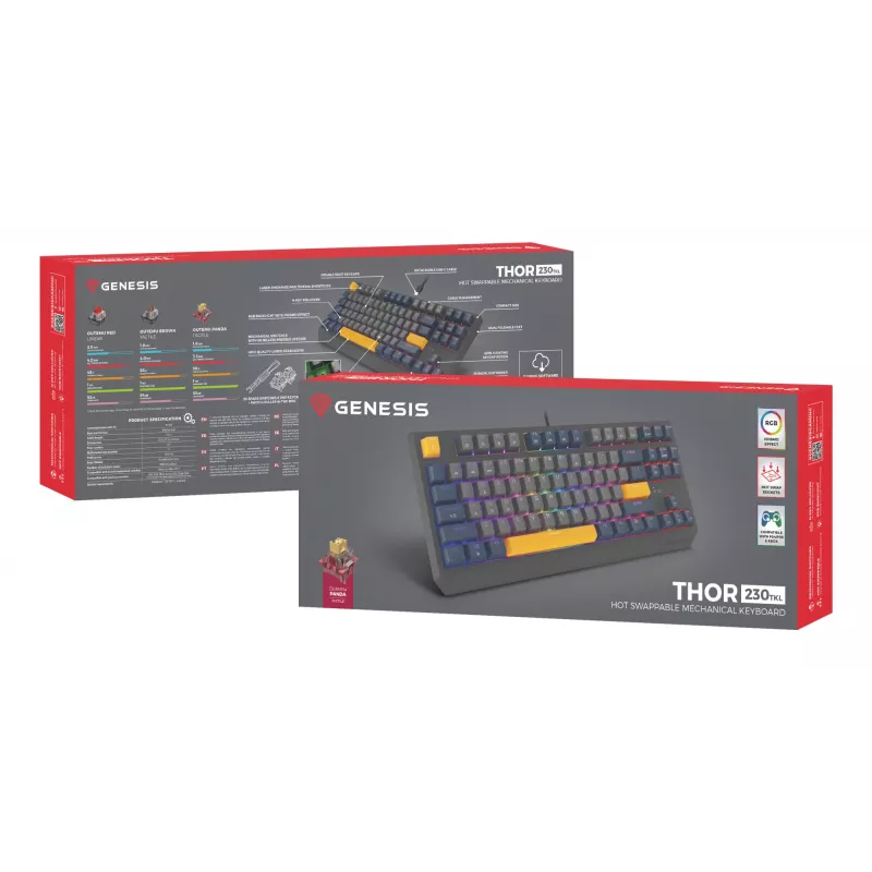 Tastiera GENESIS Thor 230 TKL gaming USB QWERTY inglese blu