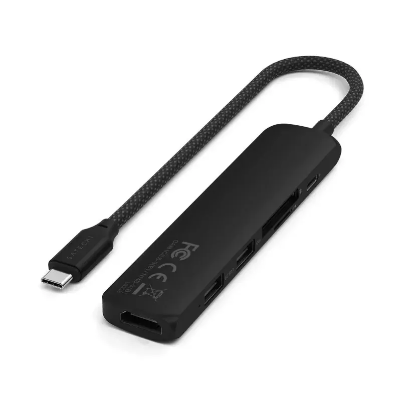 Satechi ST-P6SK hub multiporta USB-C slim 6 in 1: USB-C, 2x USB-A, HDMI 4K, lettore di schede micro/SD
