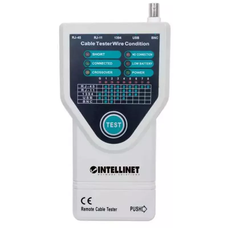Tester per cavi Intellinet 5-in-1, testa 5 comuni cavi di rete RJ45 e per computer