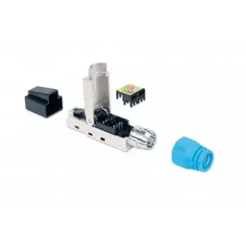 Connettore modulare RJ45 schermato senza attrezzi Intellinet Cat8.1 40G blu connettore maschio