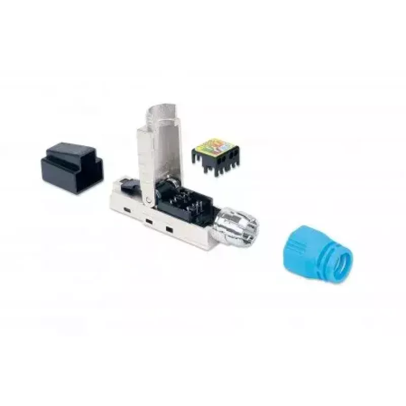 Connettore modulare RJ45 schermato senza attrezzi Intellinet Cat8.1 40G blu connettore maschio