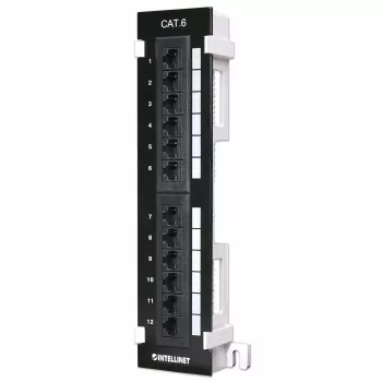 Patch panel Intellinet, Cat6, montaggio a parete, UTP, 12 porte, nero