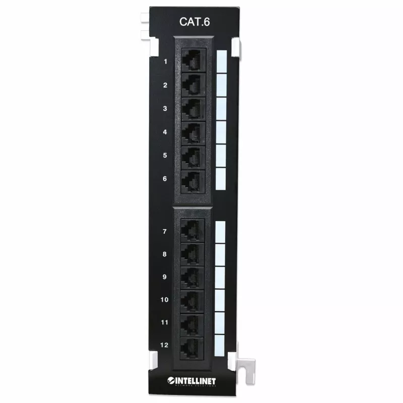 Patch panel Intellinet, Cat6, montaggio a parete, UTP, 12 porte, nero