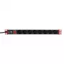 Techly 106893 PDU rack da 19 pollici 1U, ciabatta con 8x Schuko, 250 V/16 A, 3500 W, cavo da 3 m, alluminio, nera