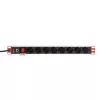 Techly 106893 PDU rack da 19 pollici 1U, ciabatta con 8x Schuko, 250 V/16 A, 3500 W, cavo da 3 m, alluminio, nera