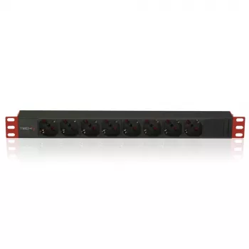 Ciabatta Techly 8 prese per rack 19 pollici spina C14 1U nero rosso