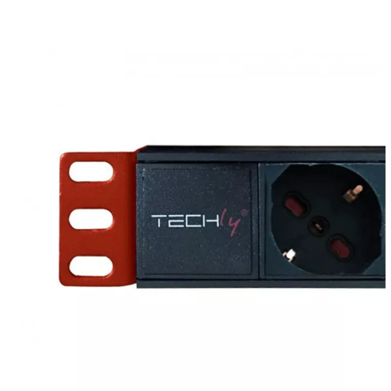Ciabatta Techly 8 prese per rack 19 pollici spina C14 1U nero rosso