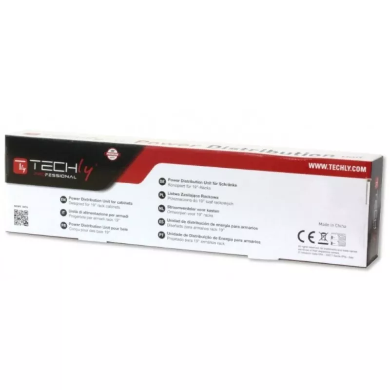 Ciabatta Techly 8 prese per rack 19 pollici spina C14 1U nero rosso