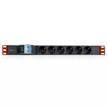 Unità di distribuzione di alimentazione (PDU) Techly I-CASE STRIP-61UD 6 uscite AC 1U nero, rosso