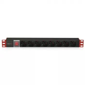 Unità di distribuzione di alimentazione (PDU) Techly I-CASE STRIP-18C20 8 uscite AC 1U nero, rosso