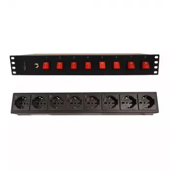 Ciabatta Techly 8 prese rack 19 pollici con 8 interruttori ON/OFF 1,5HE