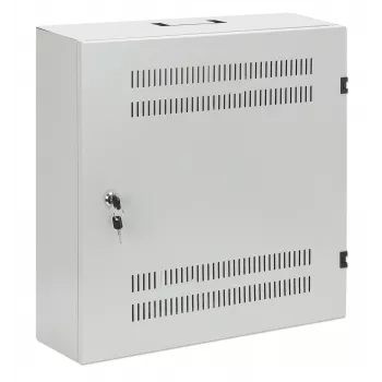Armadio a parete Intellinet 19 pollici low-profile con 4U guide orizzontali e 2U verticali – sottile, salvaspazio con profondità di soli 170 mm, ideale per applicazioni AV, multimediali e di sorveglianza, montato, grigio RAL 7035