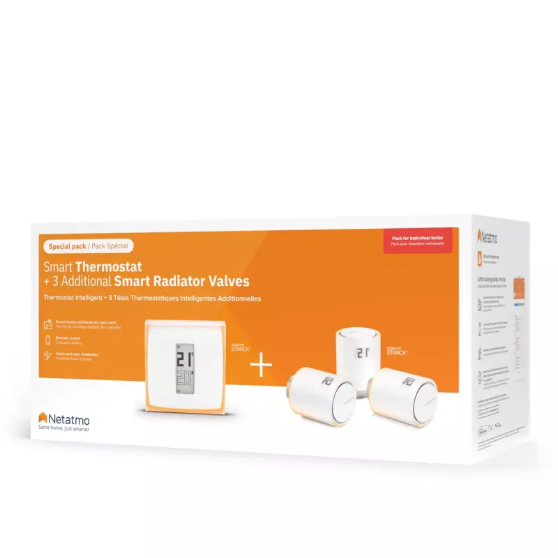 Netatmo Pack: Smart Thermostat + 3 valvole termostatiche smart aggiuntive