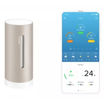 Stazione meteo digitale Netatmo NIM-S Sand — termometro interno, igrometro, qualità dell'aria, alimentazione a batteria (AAA)