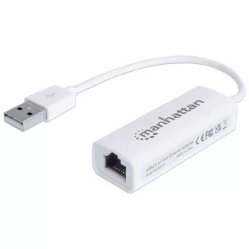 Manhattan 506731 adattatore da USB 2.0 a Fast Ethernet, da USB a RJ45, 10/100 Mbps, bianco