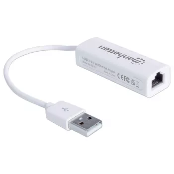 Manhattan 506731 adattatore da USB 2.0 a Fast Ethernet, da USB a RJ45, 10/100 Mbps, bianco