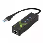 Techly IDATA-USB-ETGIGA-3U2 (105803) adattatore da USB 3.0 a Gigabit Ethernet con hub USB 3.0 a 3 porte, USB-A, RJ45, alluminio