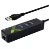 Techly IDATA-USB-ETGIGA-3U2 (105803) adattatore da USB 3.0 a Gigabit Ethernet con hub USB 3.0 a 3 porte, USB-A, RJ45, alluminio