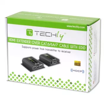 Techly IDATA EXT-E70POED Extender AV trasmettitore e ricevitore AV nero