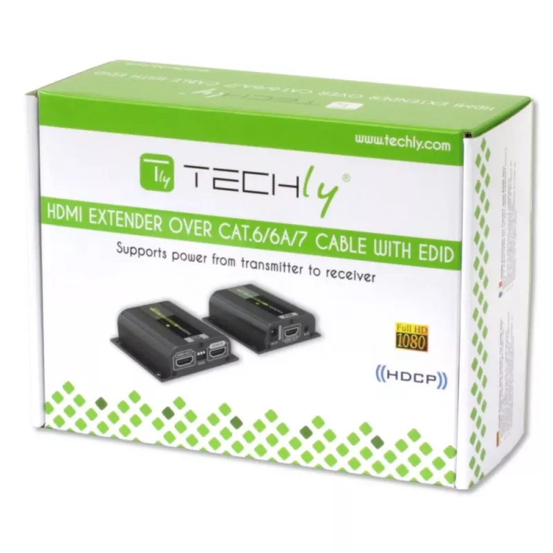 Techly IDATA EXT-E70POED Extender AV trasmettitore e ricevitore AV nero