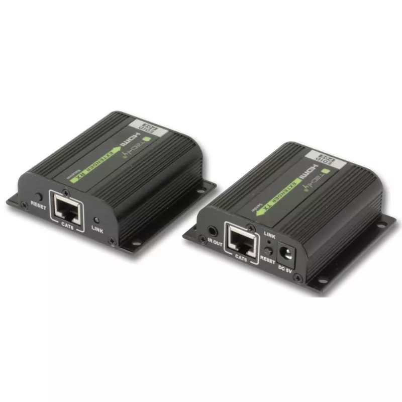 Techly IDATA EXT-E70POED Extender AV trasmettitore e ricevitore AV nero