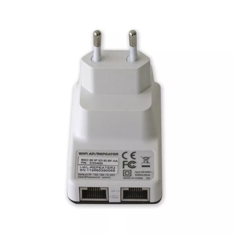 Techly I-WL-REPEATER2 (301078) mini router wireless / ripetitore 300N da presa, Wi-Fi 4 (802.11n), 2,4 GHz, 300 Mbps
