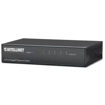 Intellinet Switch Gigabit Ethernet 5 porte, formato desktop, case in metallo, IEEE 802.3az (Energy Efficient Ethernet)