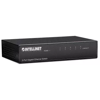 Intellinet Switch Gigabit Ethernet 5 porte, formato desktop, case in metallo, IEEE 802.3az (Energy Efficient Ethernet)
